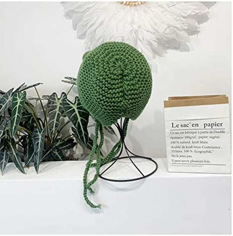 Women Girls Crochet Knitted Winter Headband Hat Beanie Cute Cartoon Frog Big Eyes Earflap Cap Photo Props