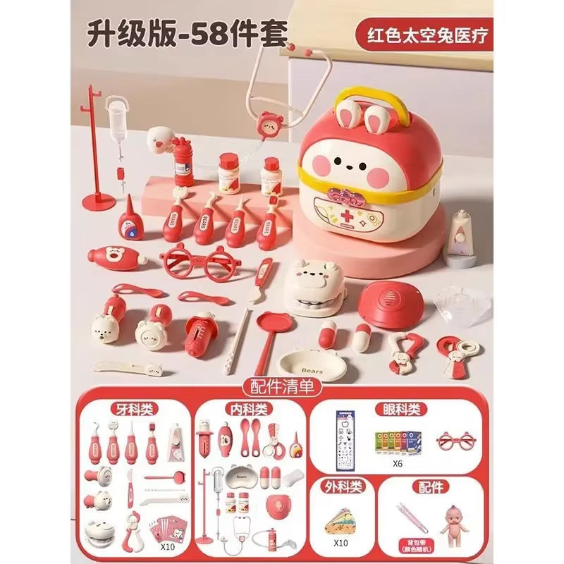 Bunnies Doctor Toys for Kids Hospital Nurse Doctor Role Play Kit Medical Dentist Kit Play Set Educational Toy Gift for Boy Girl