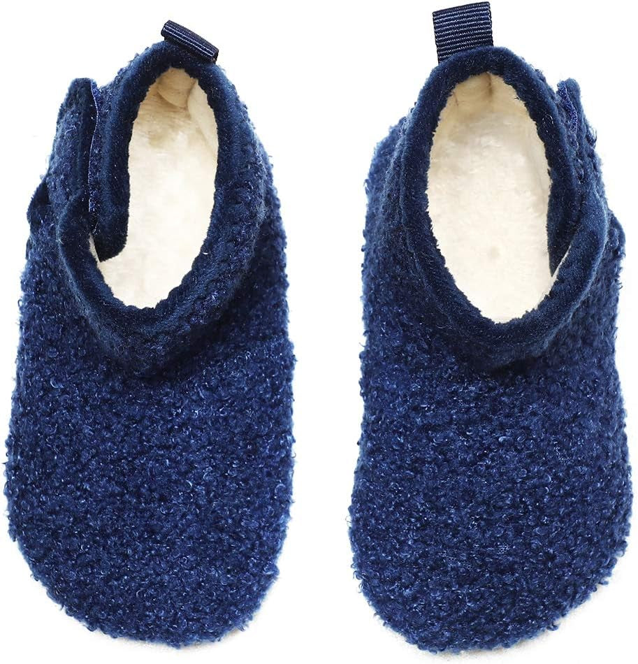 Toddler Kids Lightweight Winter Fuzzy Warm Indoor Outdoor House Slippers Non-Slip Grip Comfy Home Shoes for Boys Girls