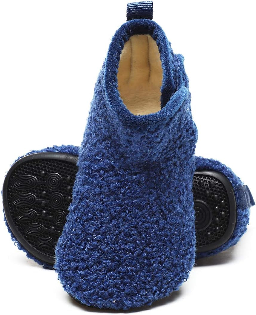 Toddler Kids Lightweight Winter Fuzzy Warm Indoor Outdoor House Slippers Non-Slip Grip Comfy Home Shoes for Boys Girls