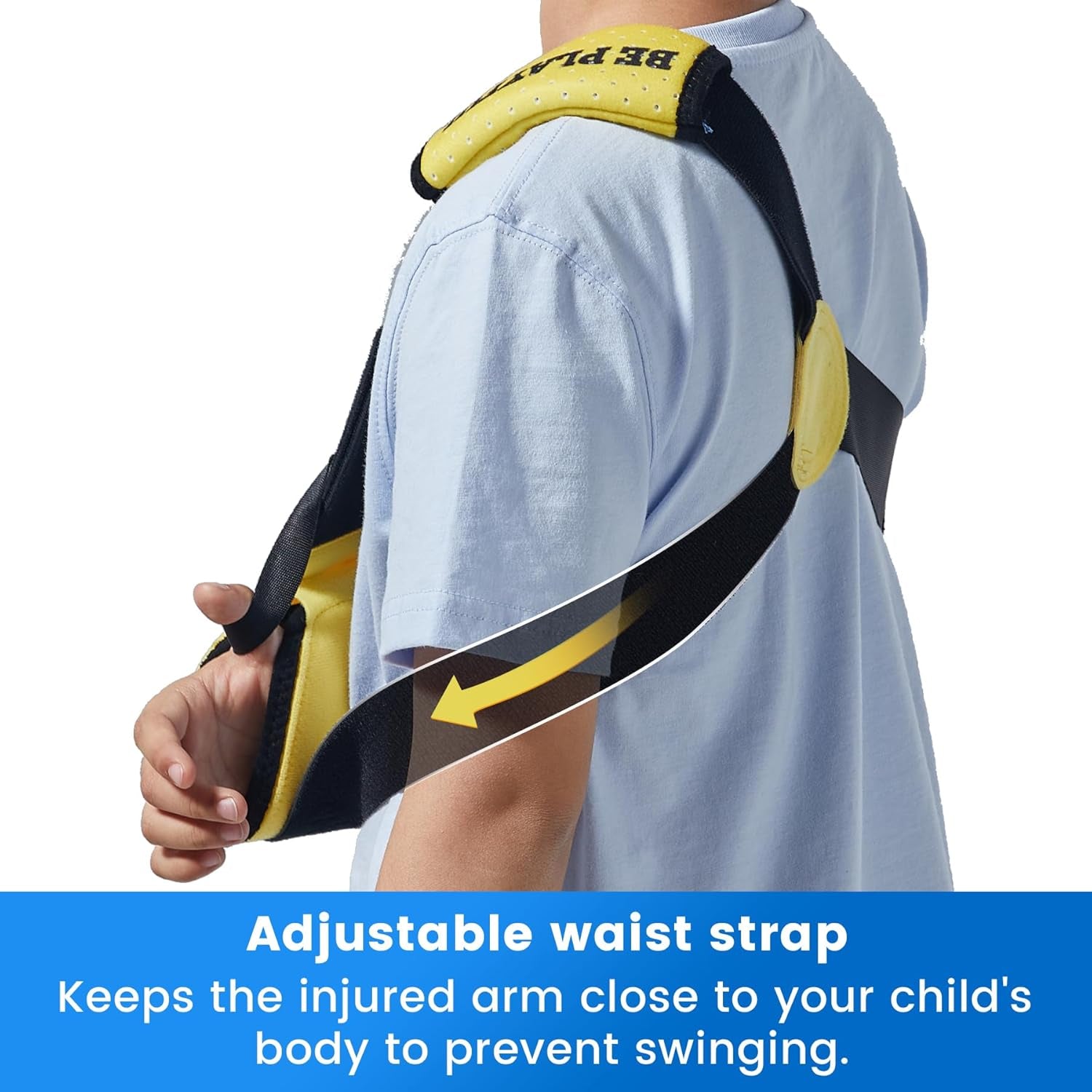 Kids Arm Sling Shoulder Immobilizer with Waist Strap, Sponge Filled Design, Arm Support Brace for Children, Boys, Girls (Comfort Version, Duck Print, Right, 2XS: Bust 19″-23.5″)