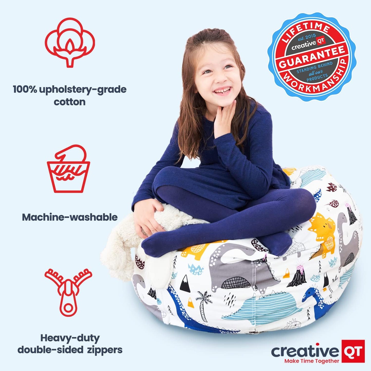 Stuff ’N Sit Extra Large 38’’ Bean Bag Storage Cover for Stuffed Animals & Toys, Giant Beanbag Chair for Plush, Toddler & Kids Rooms Bedroom Organizer, Light Gray Corduroy