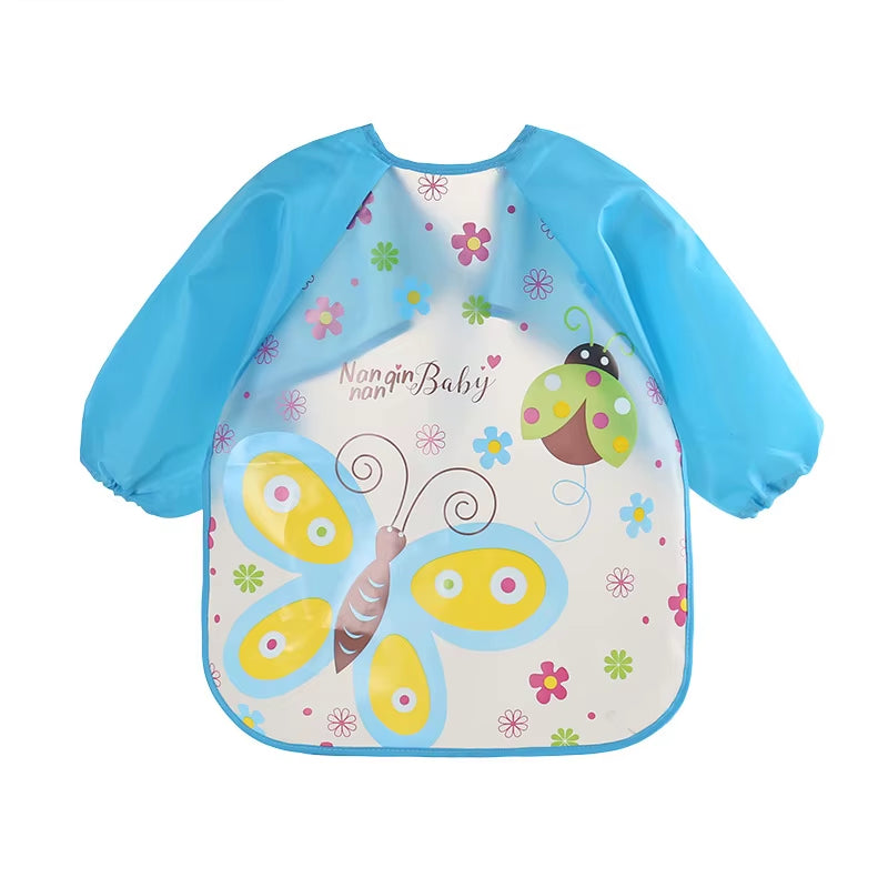 0-3 Years Baby EVA Waterproof Anti-Dirty Bib Long Sleeve Strap Coat Dirt Proof Soft Feeding Bib Cute Cartoon Pattern Burp Cloths