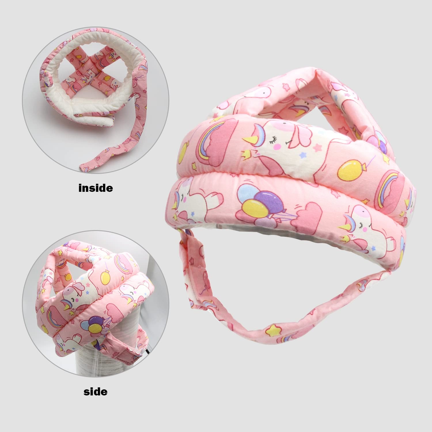 Baby Head Protector Baby Helmet for Crawling Walking, No Bumps Safety Head Adjustable Protective Cap for Walking, Playing (Unicorn)
