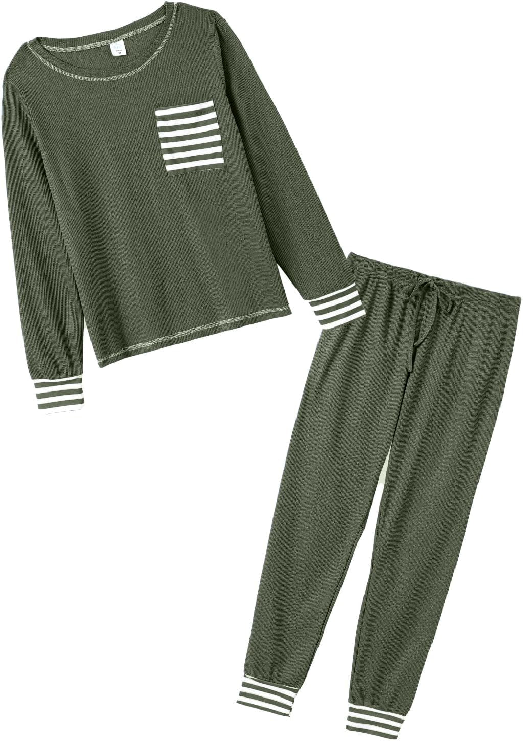 Waffle Knit Family Matching Pajamas Sets 2 Piece Lounge Set Long Sleeve Soft Loungewear Comfy Sleepwear with Pockets