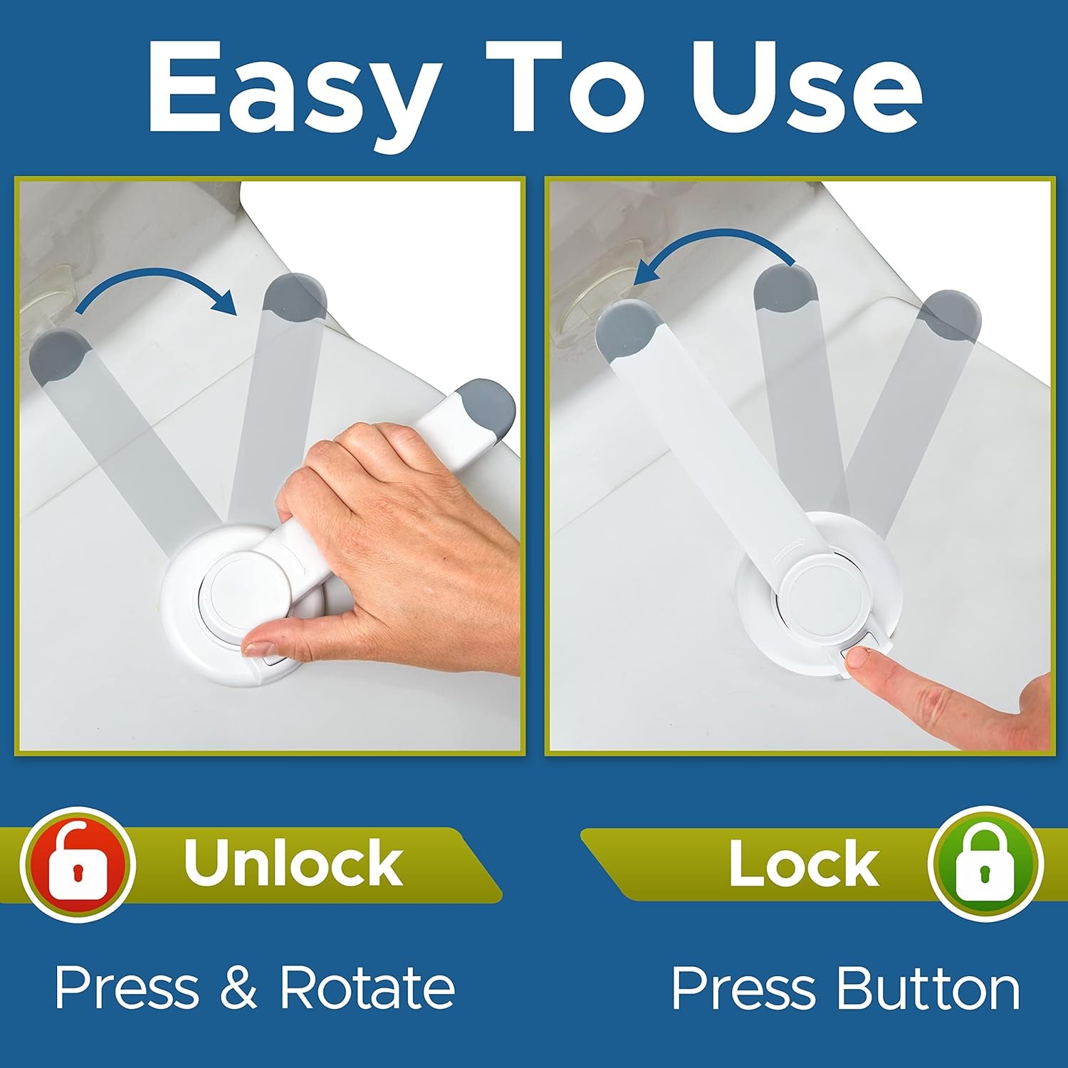 Baby Toilet Lock by  - 9"L X 4"W - Ideal Baby Proof Toilet Lid Lock - No Tools Needed Easy Installation with 3M Adhesive - Top Safety Toilet Seat Lock - Fits Most Toilets - White (1 Pack)