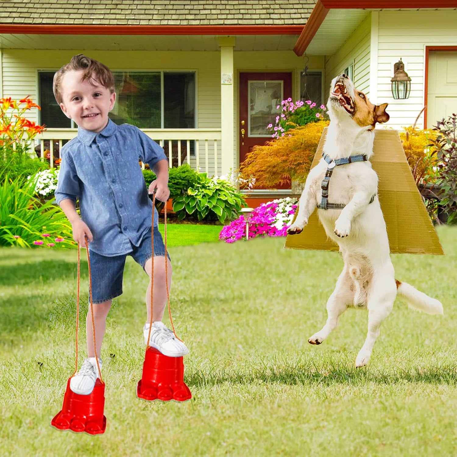 Balancing Stilts for Kids, 4 Pairs Walking Stilts Monster Feet for Balance and Coordination, Toys for Girls & Boys for Age 4-10 Years Old Indoor or Outdoor Play (8 Stilts Total)