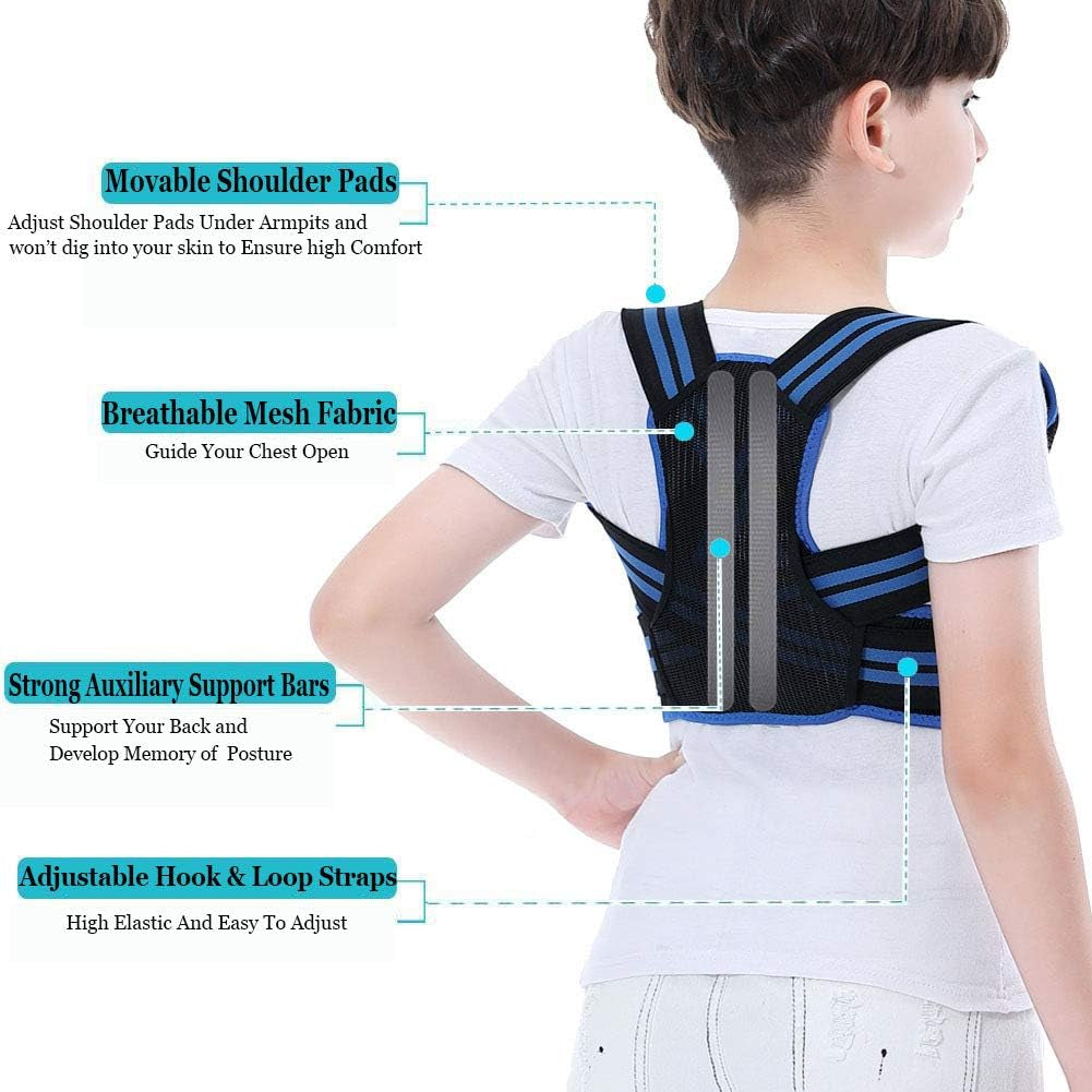 Professional Posture Corrector for Kids, Adjustable Upper Back Posture Brace for Teenagers Boys and Girls under Clothes Spinal Support to Improves Slouch, Prevent Humpback, Relieve Back Pain