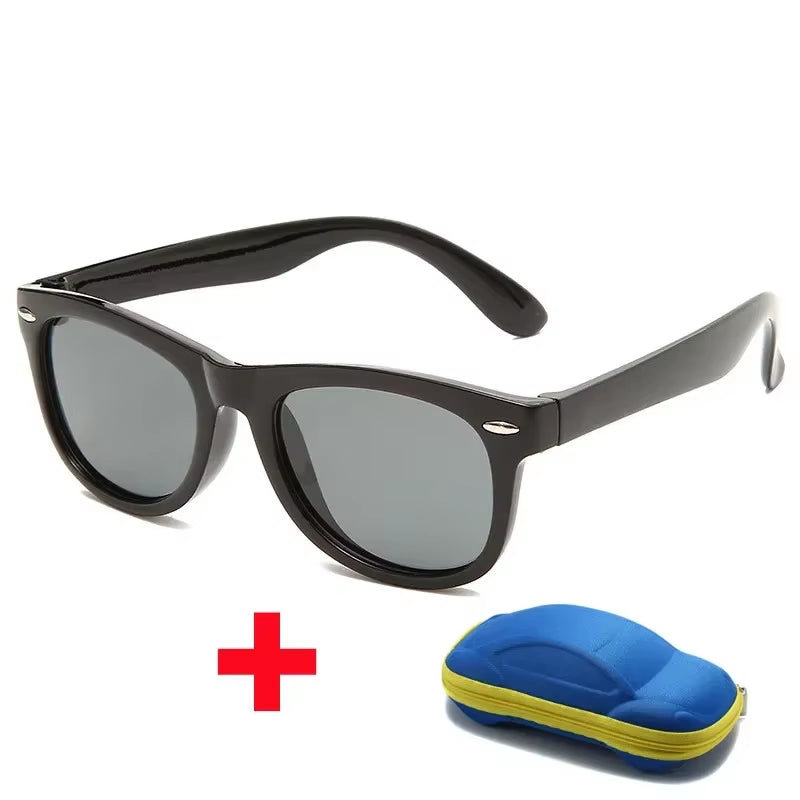 Baby Silicone Sunglasses with Glasses Box Boys Girls Outdoor Goggles Sun Glasses AC Lens Safety Glasses and Cases Gift for Kids