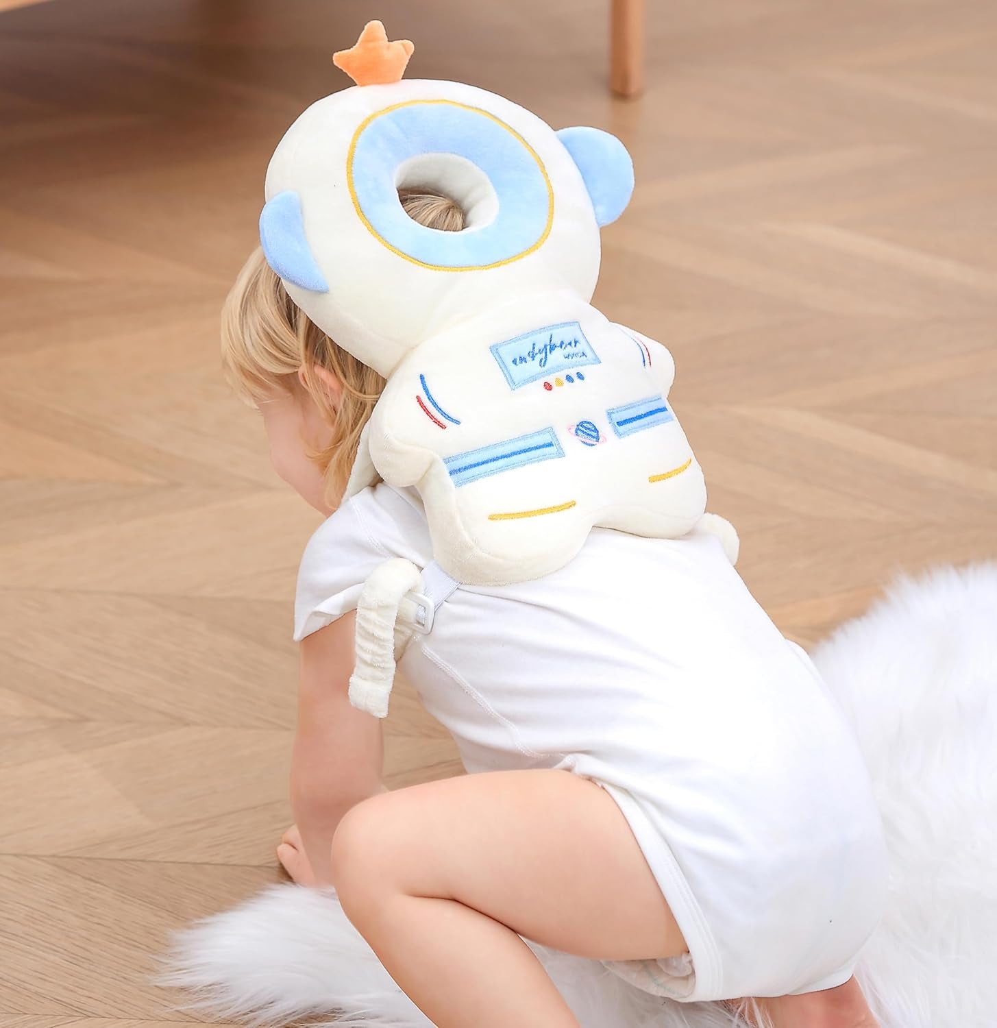 Baby Head Protector Cushion Backpack with 3 Knee Pads for Walking & Crawling,Astronauts