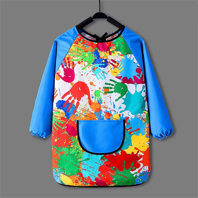Children'S Painting Waterproof Long Sleeved Cover Kindergarten Art Painting Reverse Dressing Baby Eating Bib Kids Apron