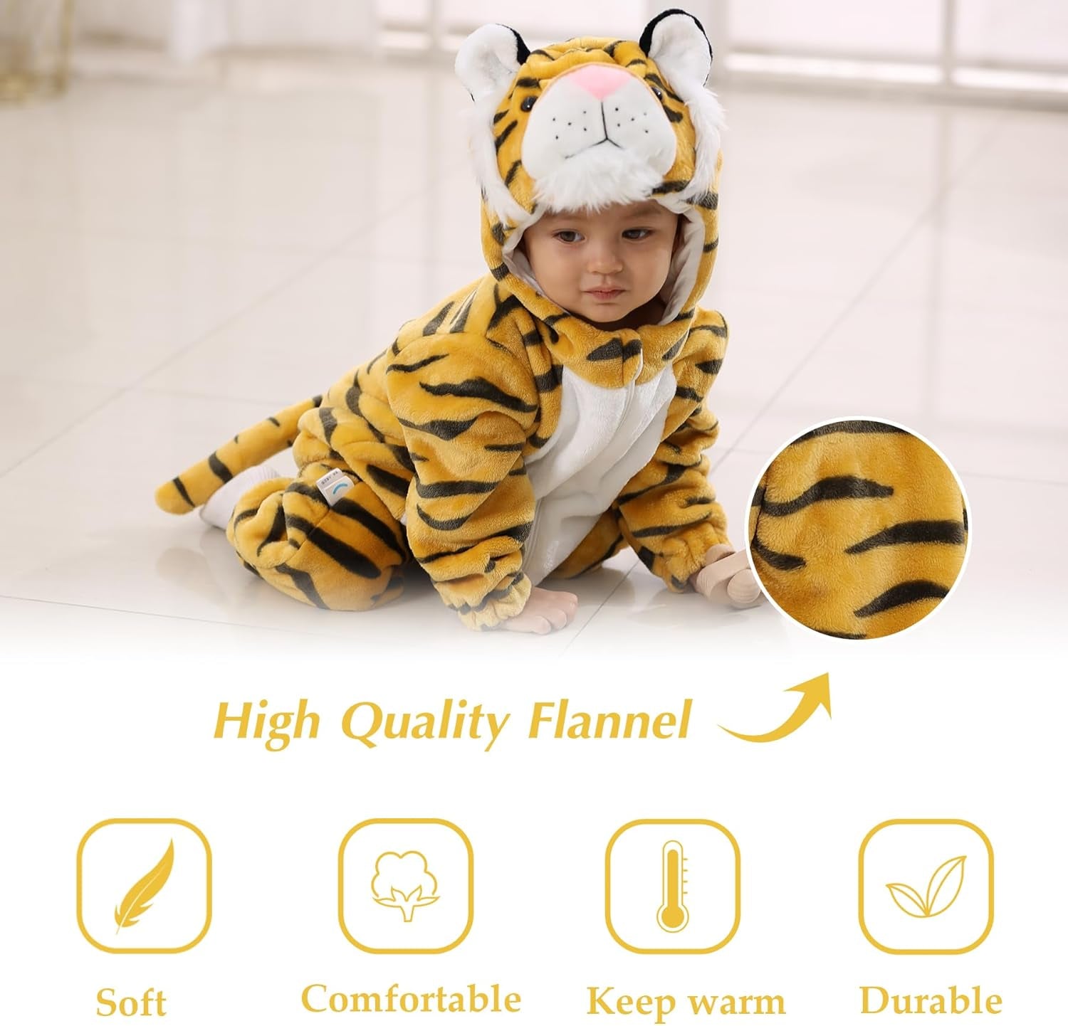 Kids' and Toddlers' Infant Tiger Dinosaur Animal Fancy Dress Costume Outfit Hooded Romper Jumpsuit
