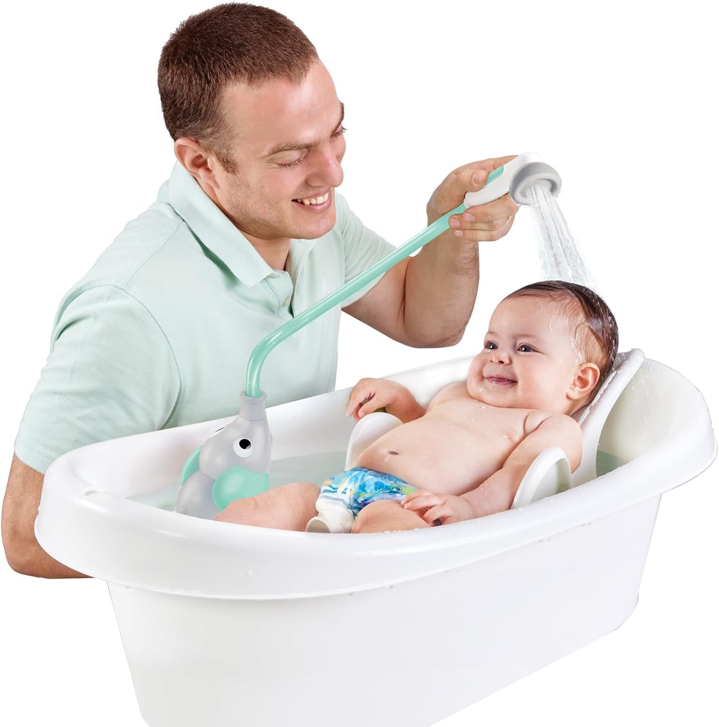 Baby Bath Shower Head - Elephant Water Pump with Trunk Spout Rinser - Control Water Flow from 2 Elephant Trunk Knobs for Maximum Fun in Tub or Sink for Newborn Babies