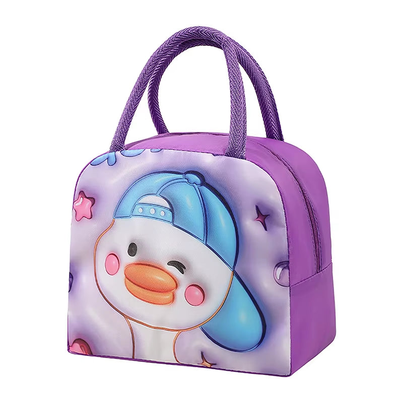 Cartoon Cute Fresh Cooler Lunch Bag for Children Aluminum Thermal Oxford Lunch Box Waterproof Nylon Portable Zipper Food Hangbag
