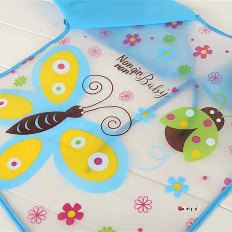 0-3 Years Baby EVA Waterproof Anti-Dirty Bib Long Sleeve Strap Coat Dirt Proof Soft Feeding Bib Cute Cartoon Pattern Burp Cloths