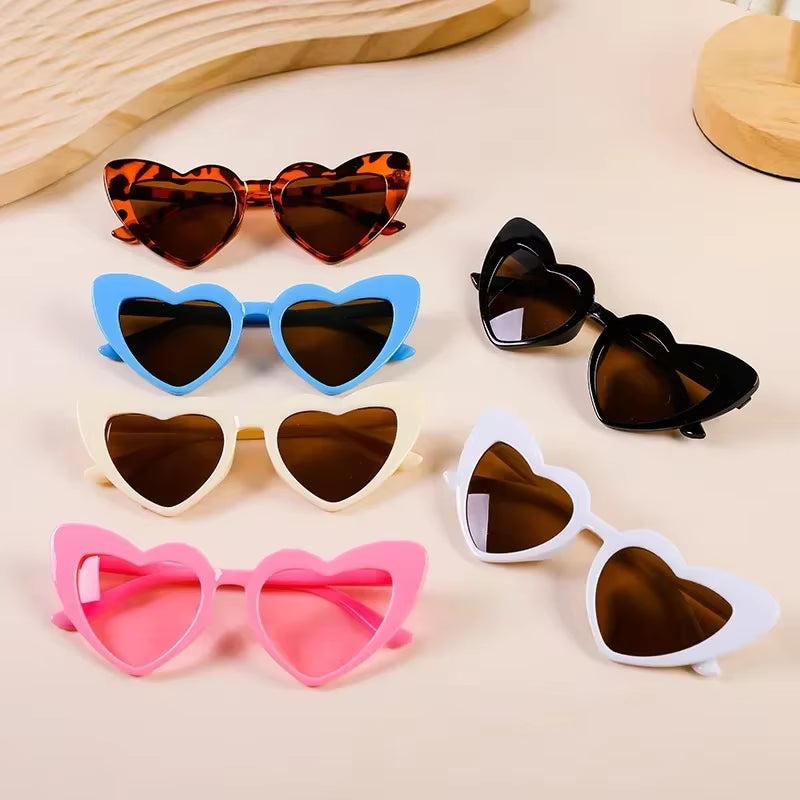 2Pcs 2025 Children'S Heart-Shaped Sunglasses Fashion Girls Uv-Proof Korean Version of Outdoor Leisure Love Glasses