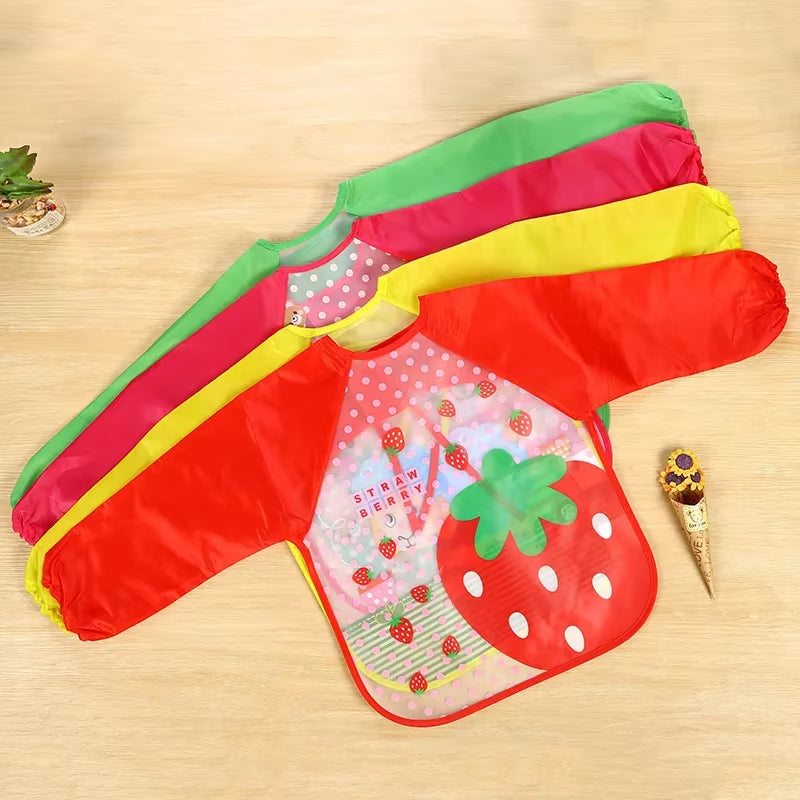 Waterproof EVA Full Sleeve Baby Bibs Children Apron Long Sleeve Feeding Smock Kids Eating Breastplate Infant Scarf Clothing