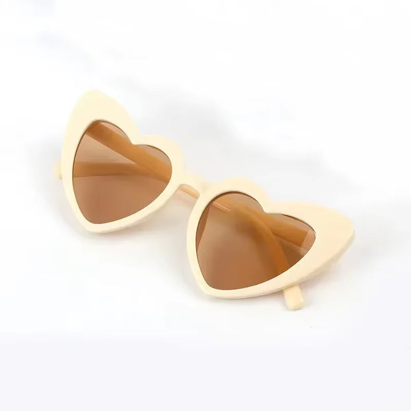 2Pcs 2025 Children'S Heart-Shaped Sunglasses Fashion Girls Uv-Proof Korean Version of Outdoor Leisure Love Glasses