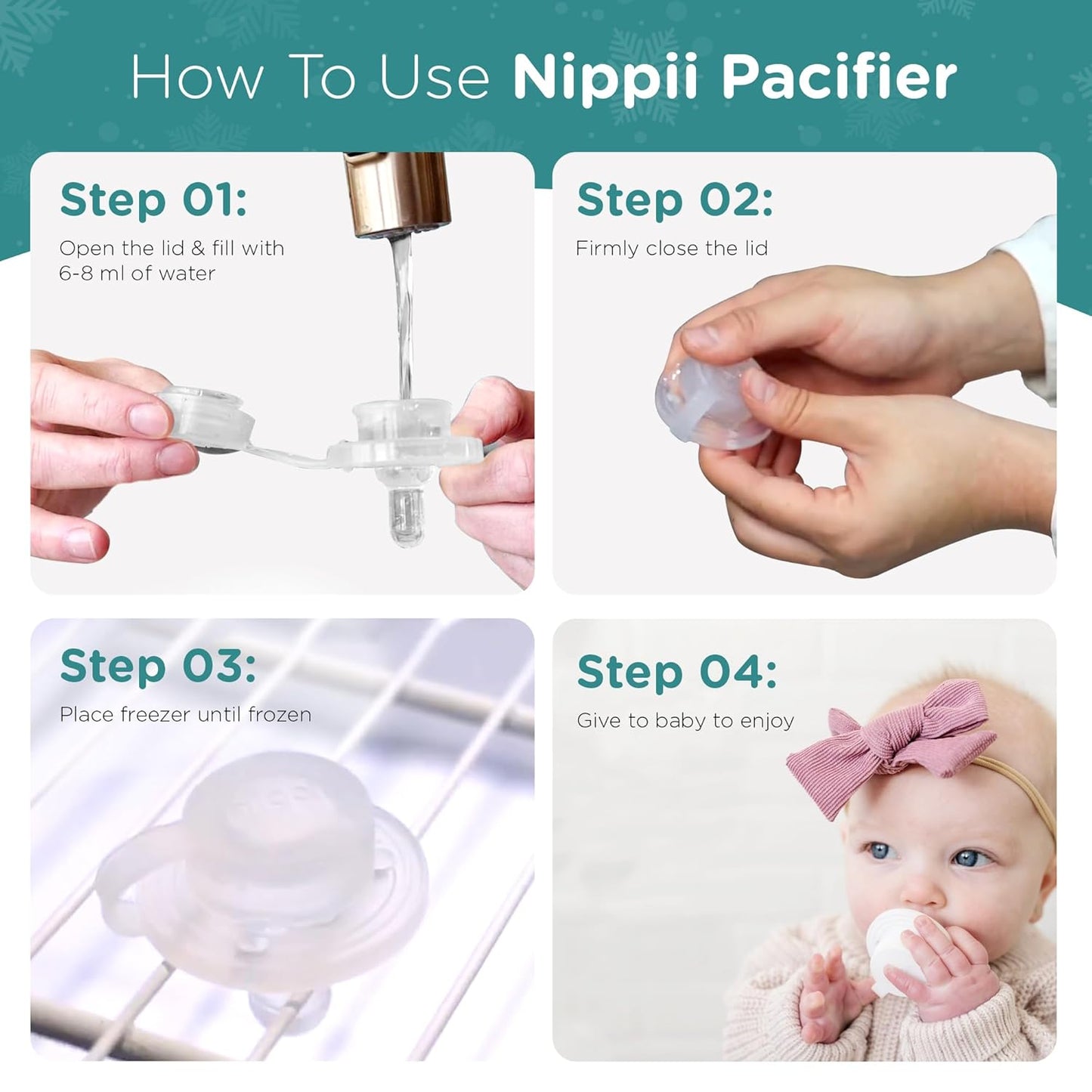 Freezable Pacifier for Teething - Silicone Teething Pacifier for Baby Teething Relief - Safe Infant Pacifier with Cooling Effect - Easy to Clean & Medical Grade BPA Free - for Babies 0-9 Months