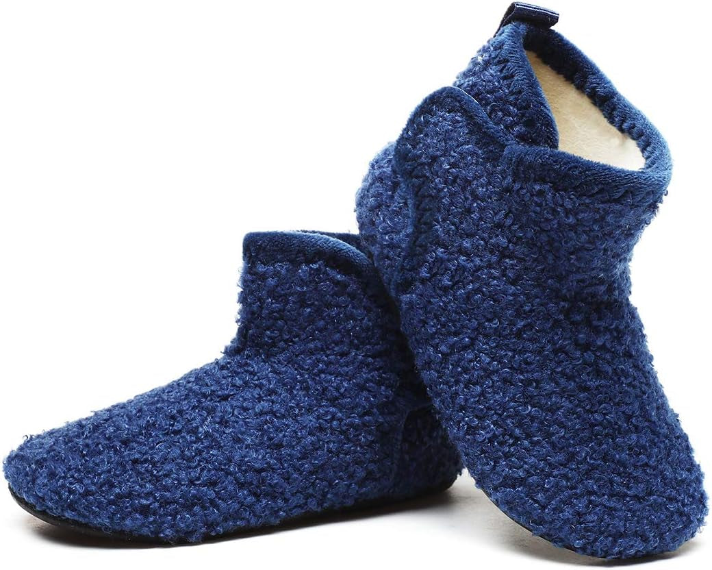 Toddler Kids Lightweight Winter Fuzzy Warm Indoor Outdoor House Slippers Non-Slip Grip Comfy Home Shoes for Boys Girls