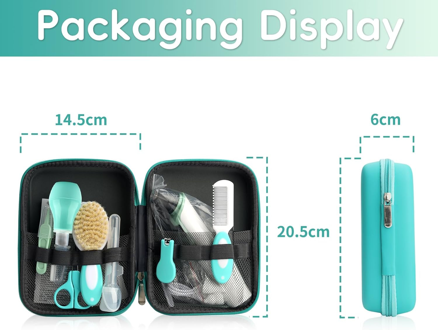 Baby Grooming Kit, Infant Safety Care Set with Baby Electric Nose Aspirator,Baby Hair Brush Comb Nail Clipper Nasal Aspirator,Baby Essentials Kit for Newborn Girls Boys (17 Pc Green Kit)