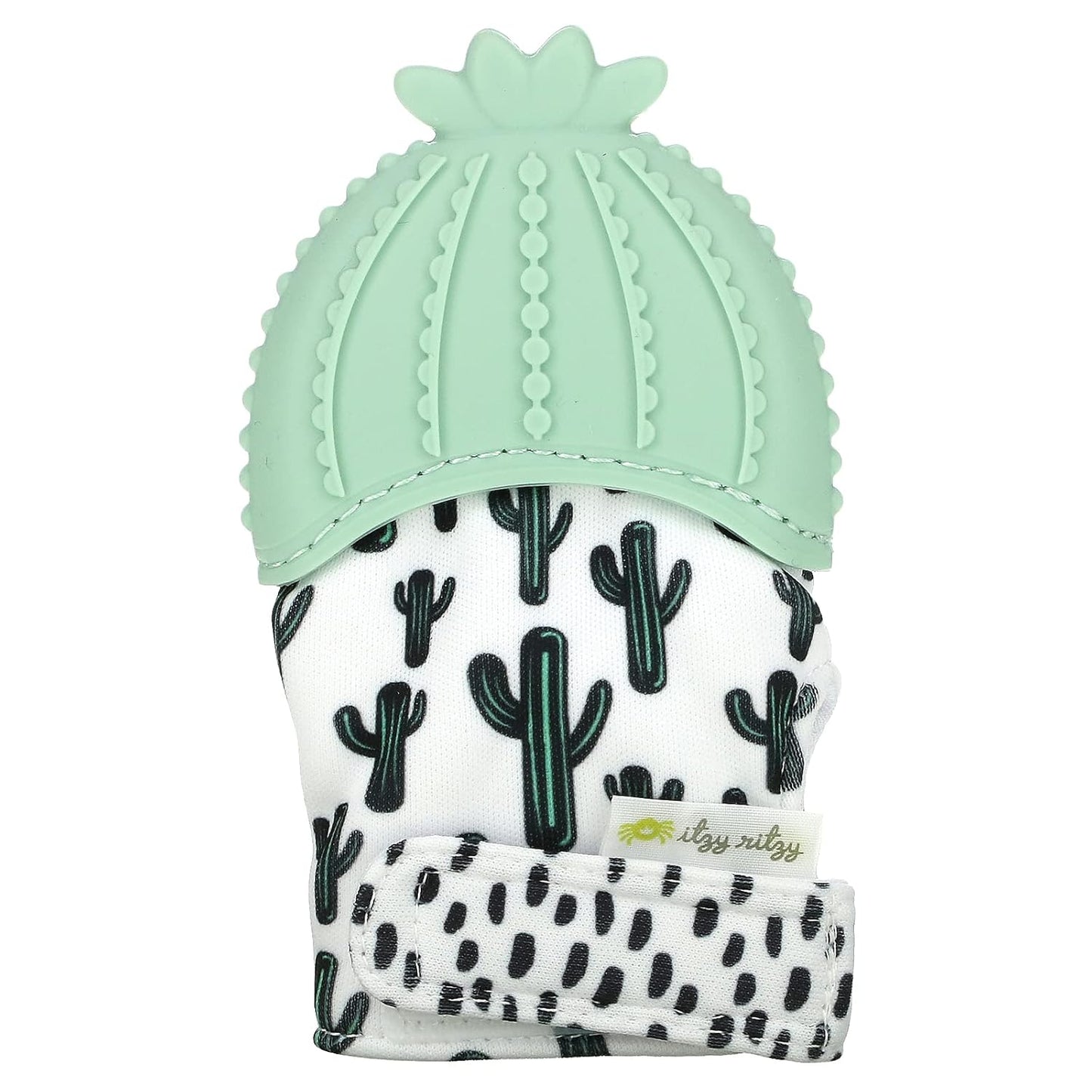 Silicone Teething Mitt - Soothing Infant Teething Mitten with Adjustable Strap, Crinkle Sound & Textured Silicone to Soothe Sore & Swollen Gums - Baby Teething Toy for 3 Mos & Up, Cactus