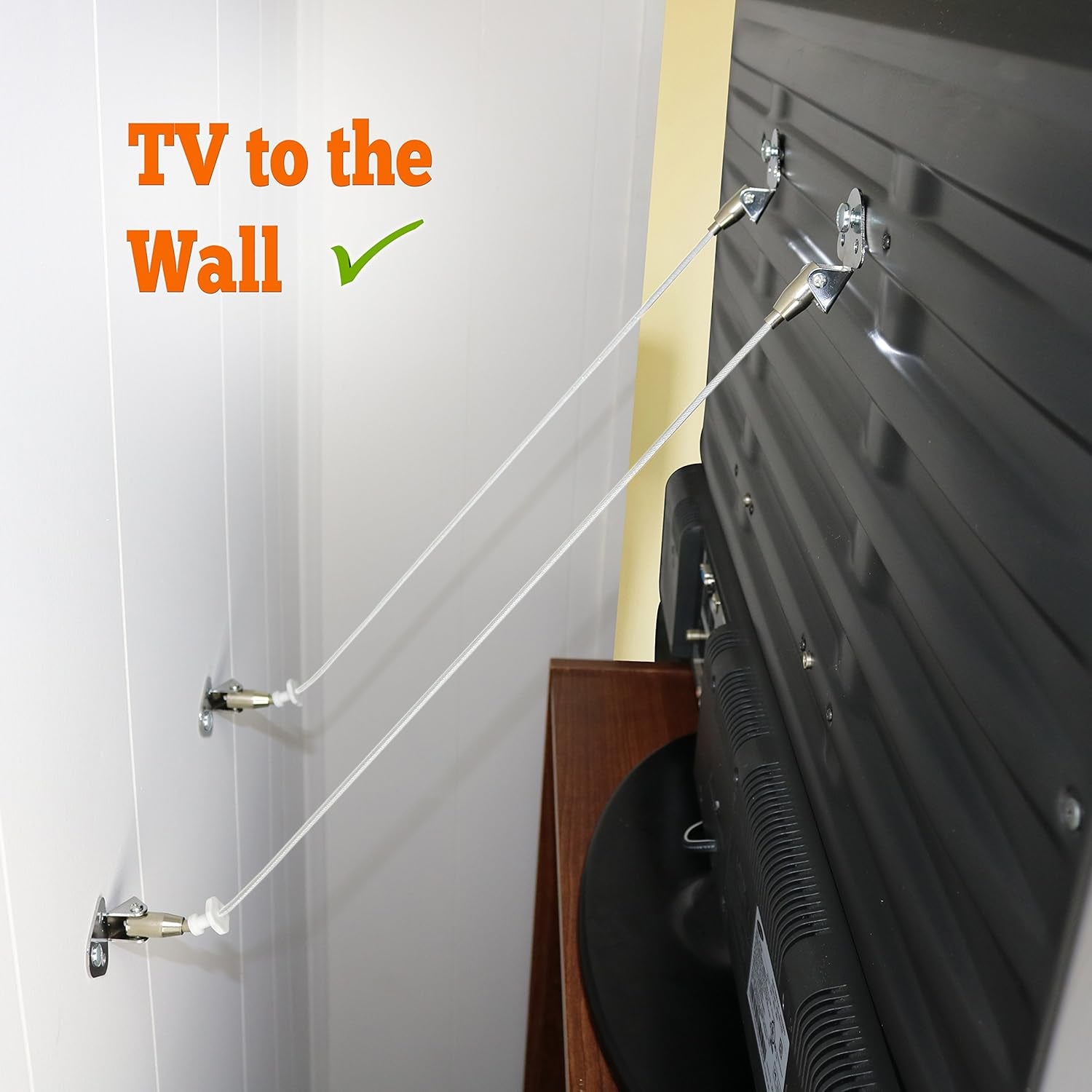 Metal TV Safety Straps (2-Pack) Heavy Duty Furniture & TV anti Tip Straps | Sturdy Hardware Included