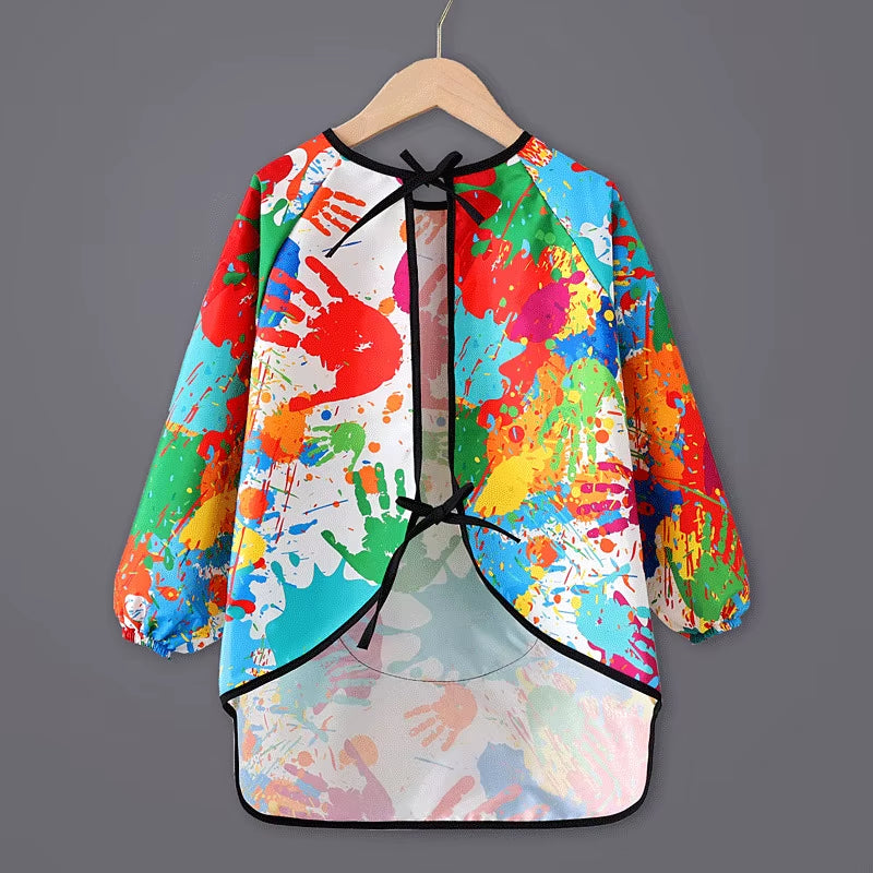 Children'S Painting Waterproof Long Sleeved Cover Kindergarten Art Painting Reverse Dressing Baby Eating Bib Kids Apron