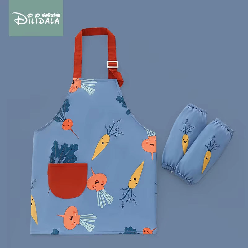 3Pcs Baby Bibs Apron Child Kids Painting Cooking Baking Pinafore Food Waterproof Toddle Boys Girls Kitchen Smock BBQ Clothes