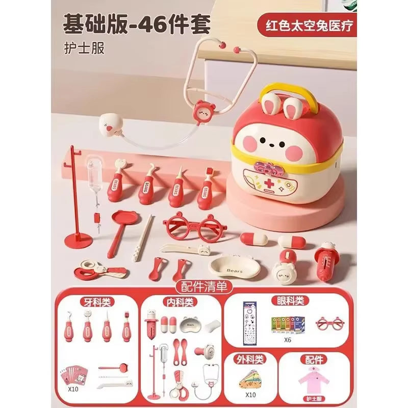 Bunnies Doctor Toys for Kids Hospital Nurse Doctor Role Play Kit Medical Dentist Kit Play Set Educational Toy Gift for Boy Girl