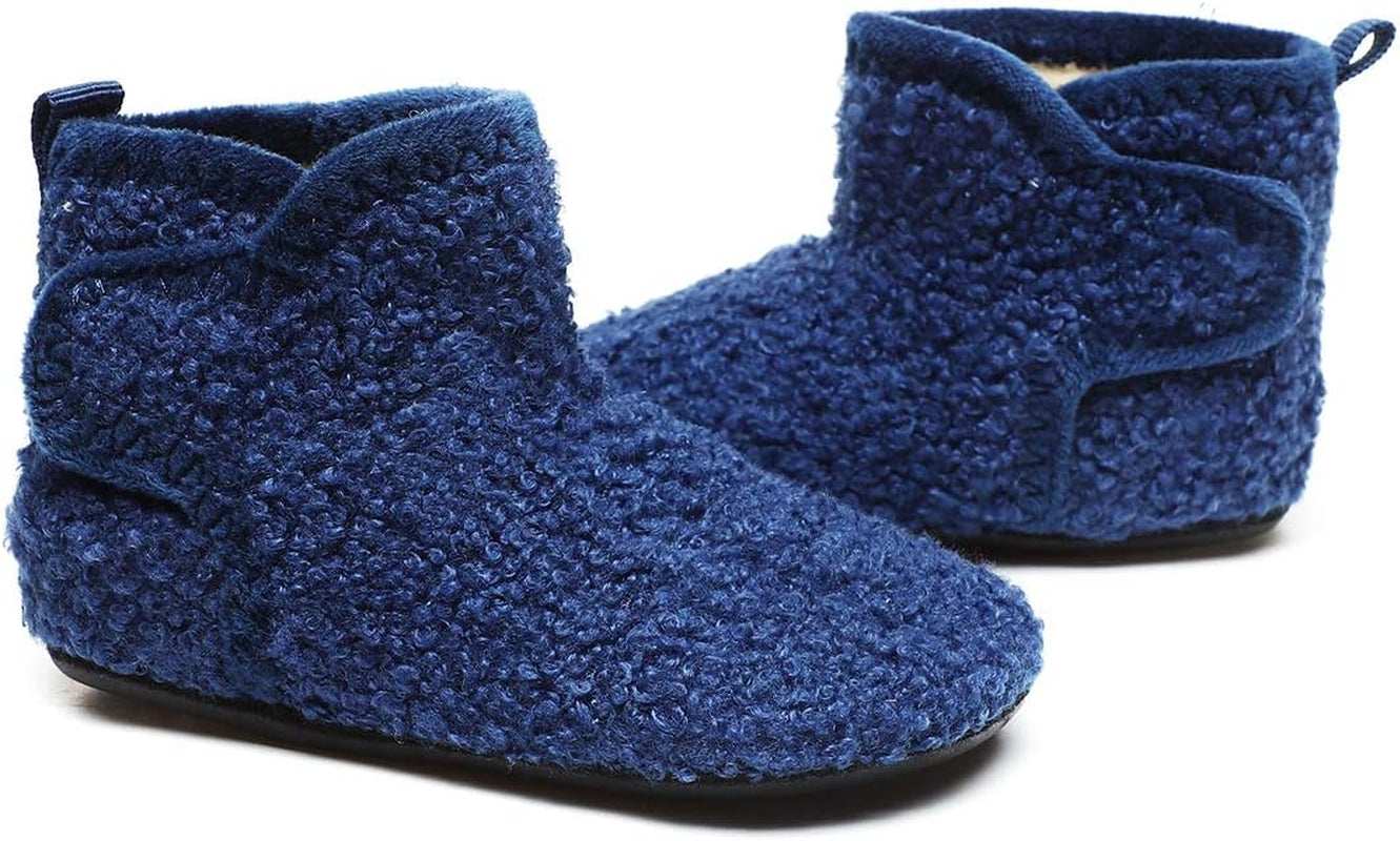 Toddler Kids Lightweight Winter Fuzzy Warm Indoor Outdoor House Slippers Non-Slip Grip Comfy Home Shoes for Boys Girls