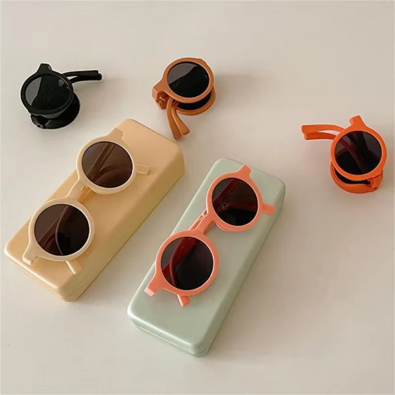 Foldable Kids Sunglasses Girls Boys Cute round Sun Glasses Children Street Beat Eyeglasses Baby Shades Eyewears UV Protection
