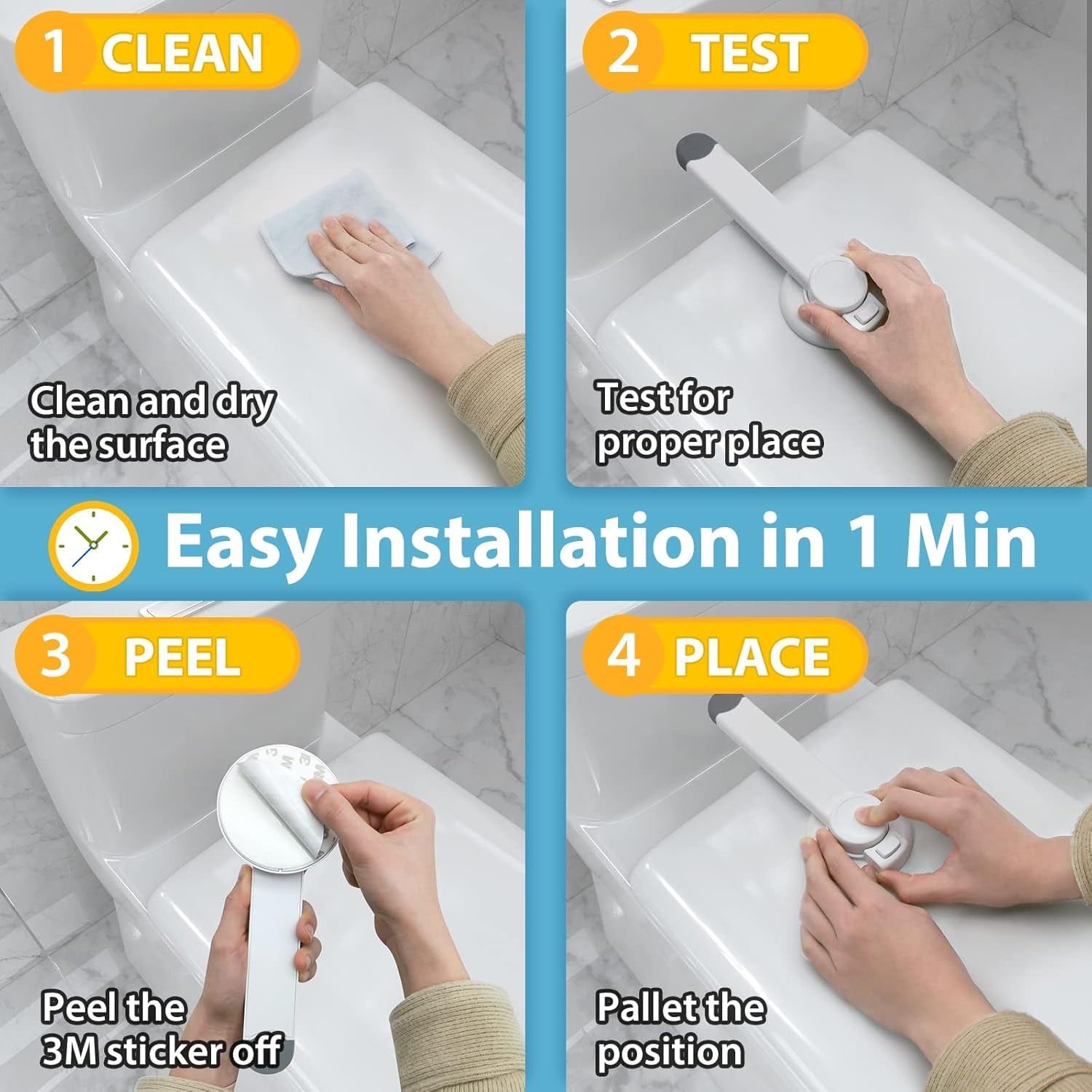Toilet Locks Baby Proof, Baby Proofing Toilet Seat Lock with Extra Pallet Fit for Most Standard Toilet, Easy Intallation Toilet Lid Lock for Child Safety with 1 Extra 3M Adhesive((1 Pack)