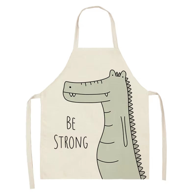 Cartoon Animal Style Cooking Apron for Children Home Sleeveless Cotton Linen Aprons Hedgehog Lion Pattern Custom Bib Room Aprons