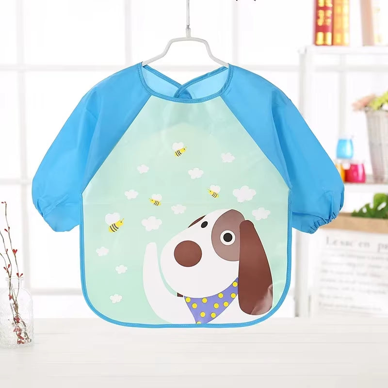 0-3 Years Baby EVA Waterproof Anti-Dirty Bib Long Sleeve Strap Coat Dirt Proof Soft Feeding Bib Cute Cartoon Pattern Burp Cloths