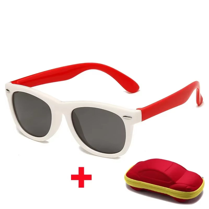 Baby Silicone Sunglasses with Glasses Box Boys Girls Outdoor Goggles Sun Glasses AC Lens Safety Glasses and Cases Gift for Kids