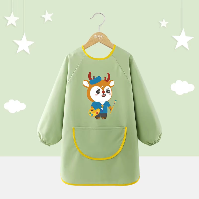 Children'S Waterproof Drawing Clothes Kindergarten Cover Dining Bib Waterproof Reverse Dressing Boys' and Girls' Aprons