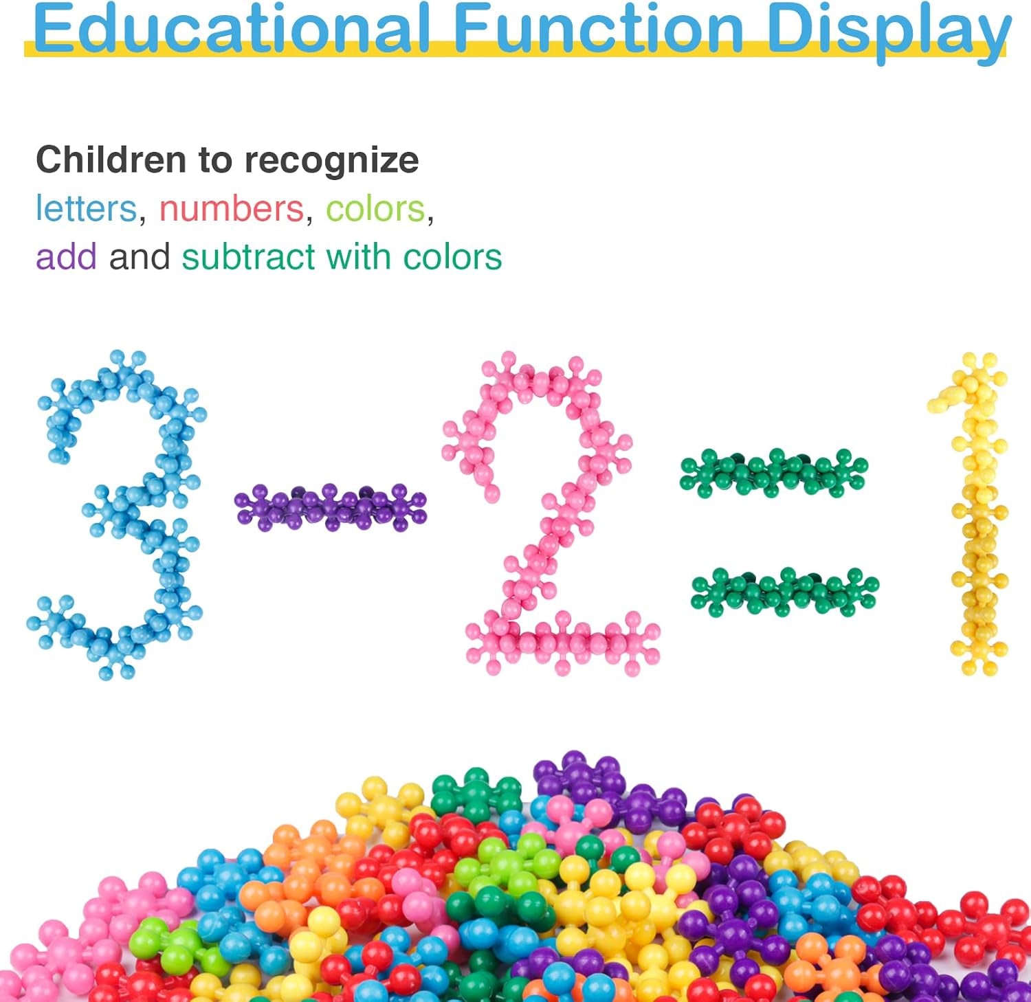 600 PCS Building Blocks Connect Toys,Interlocking Solid Plastic Educational Toys Sets for Preschool Kids Boys and Girls Aged 3+, Promote Fine Motor Skills and Sensory Development.