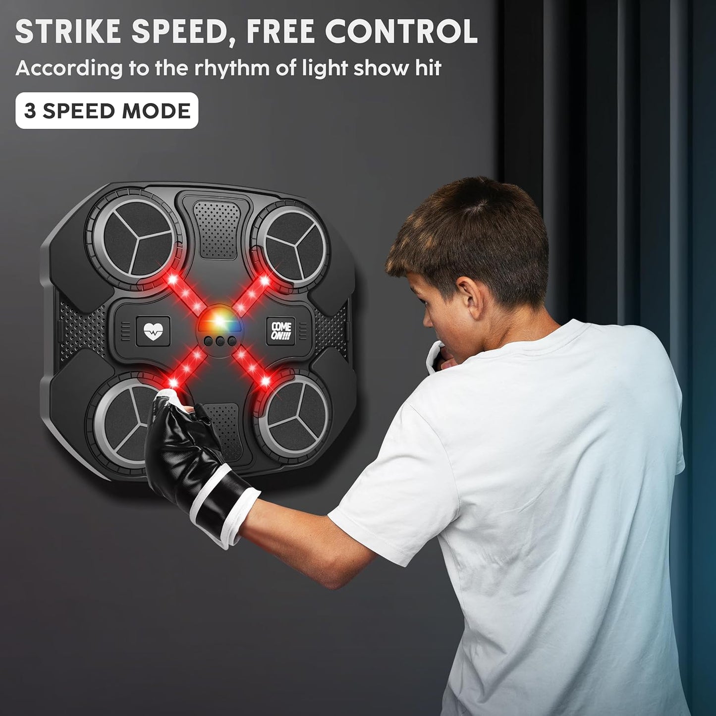 Music Boxing Machine Sport Toys for Kids,Wall Mounted Bluetooth Smart Punching Target Toys,Training Pad Toy with Boxing Glove,Ideas Toys for Boys Girls Kids 3 4 5 6 7 8 9 10 11 12+ Years Old
