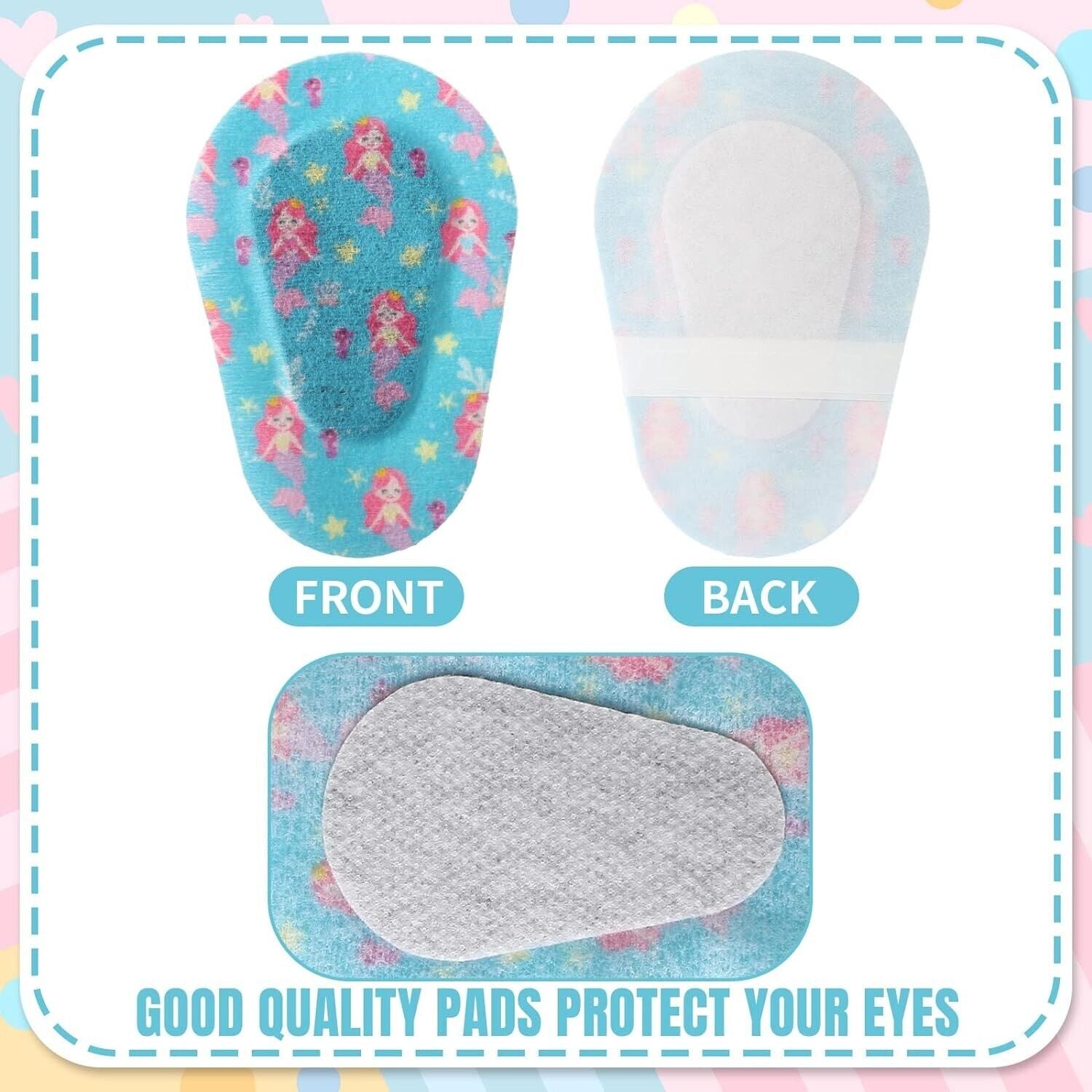60 Pcs Adhesive Eye Patches for Kids Light Blocking Cute Girls Designs Cotton Ad