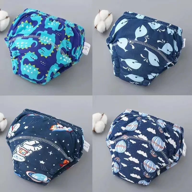 4PCS Baby Waterproof Diapers Pee Shorts Underwears Reusable Soft Ecological Cotton Toddler Potty Training Pants for Boys Girls