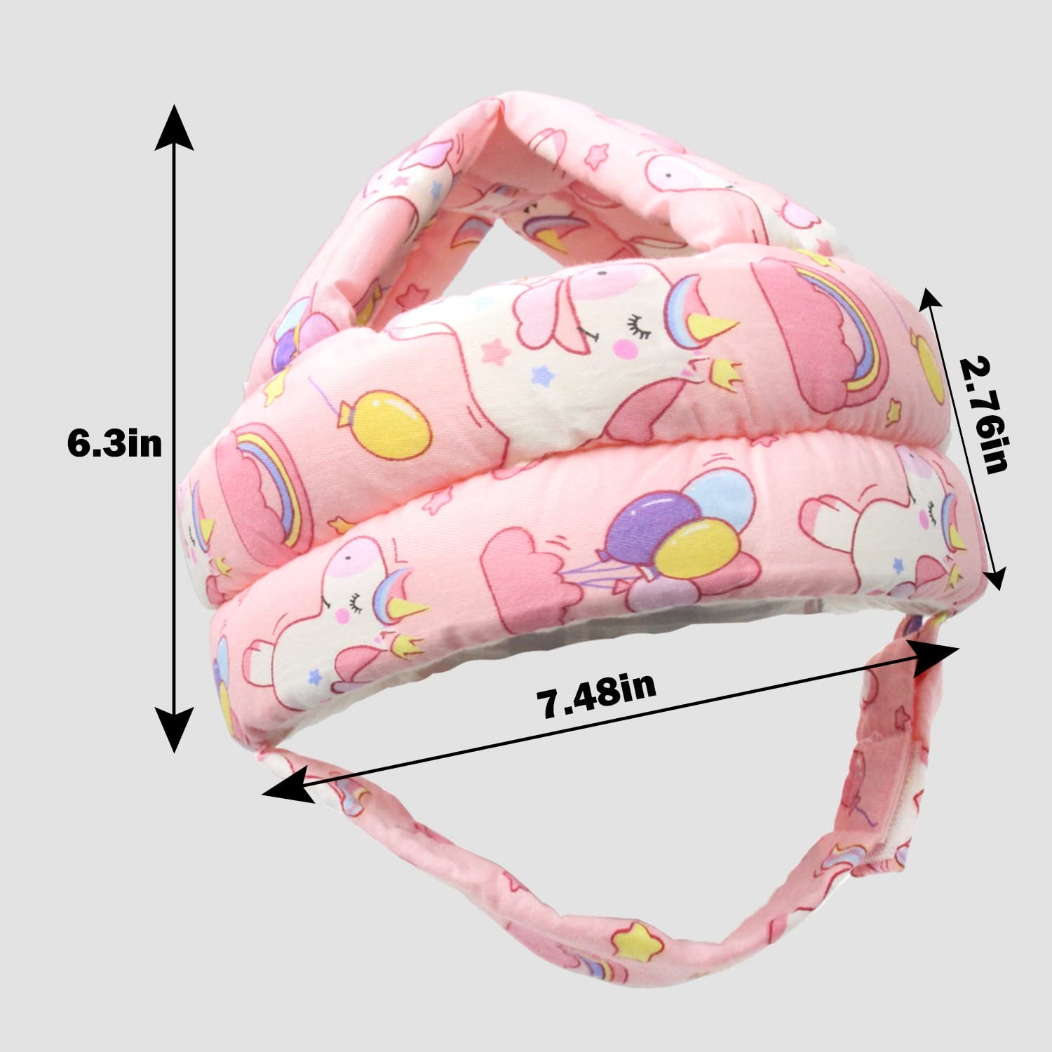 Baby Head Protector Baby Helmet for Crawling Walking, No Bumps Safety Head Adjustable Protective Cap for Walking, Playing (Unicorn)