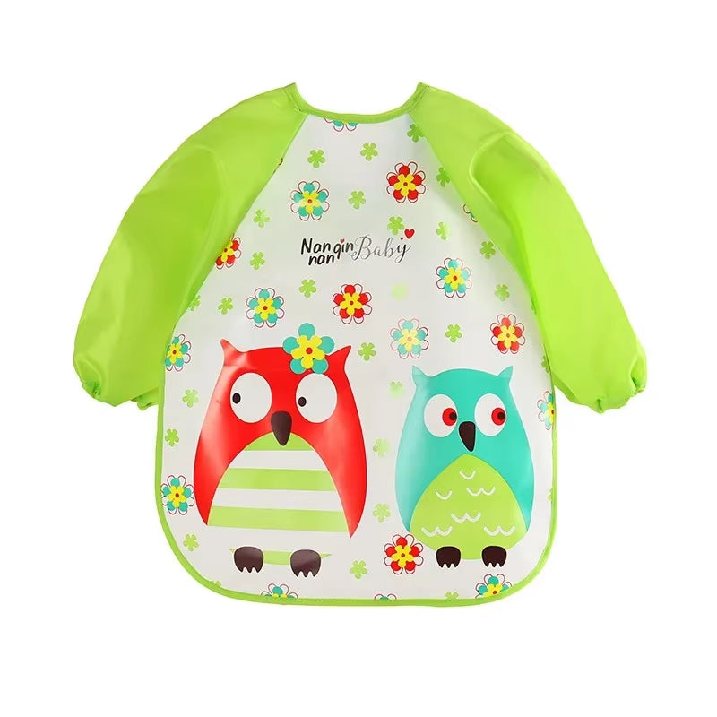 0-3 Years Baby EVA Waterproof Anti-Dirty Bib Long Sleeve Strap Coat Dirt Proof Soft Feeding Bib Cute Cartoon Pattern Burp Cloths