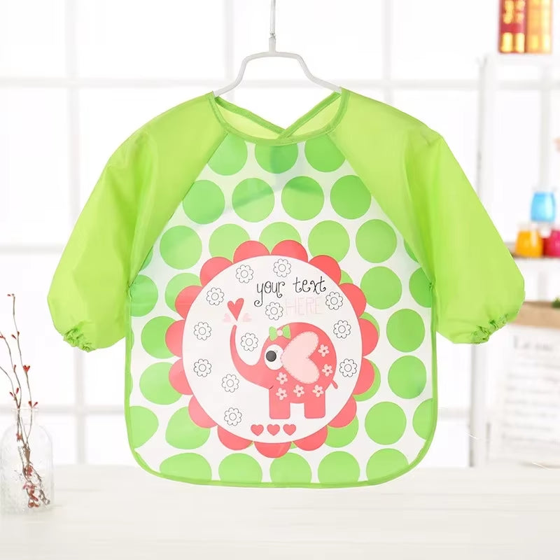 0-3 Years Baby EVA Waterproof Anti-Dirty Bib Long Sleeve Strap Coat Dirt Proof Soft Feeding Bib Cute Cartoon Pattern Burp Cloths