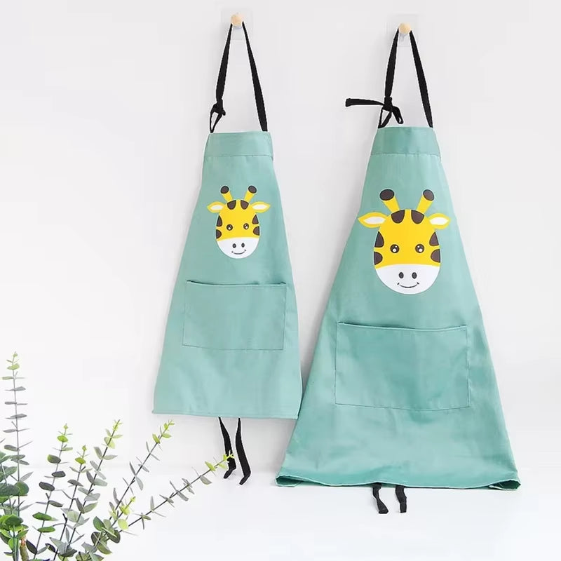 Kids Cartoon Apron Kitchen Apron Waterproof Cotton Linen Cloth Restaurant Cooking BBQ Bib Kids Apron Home Cleaning Tools