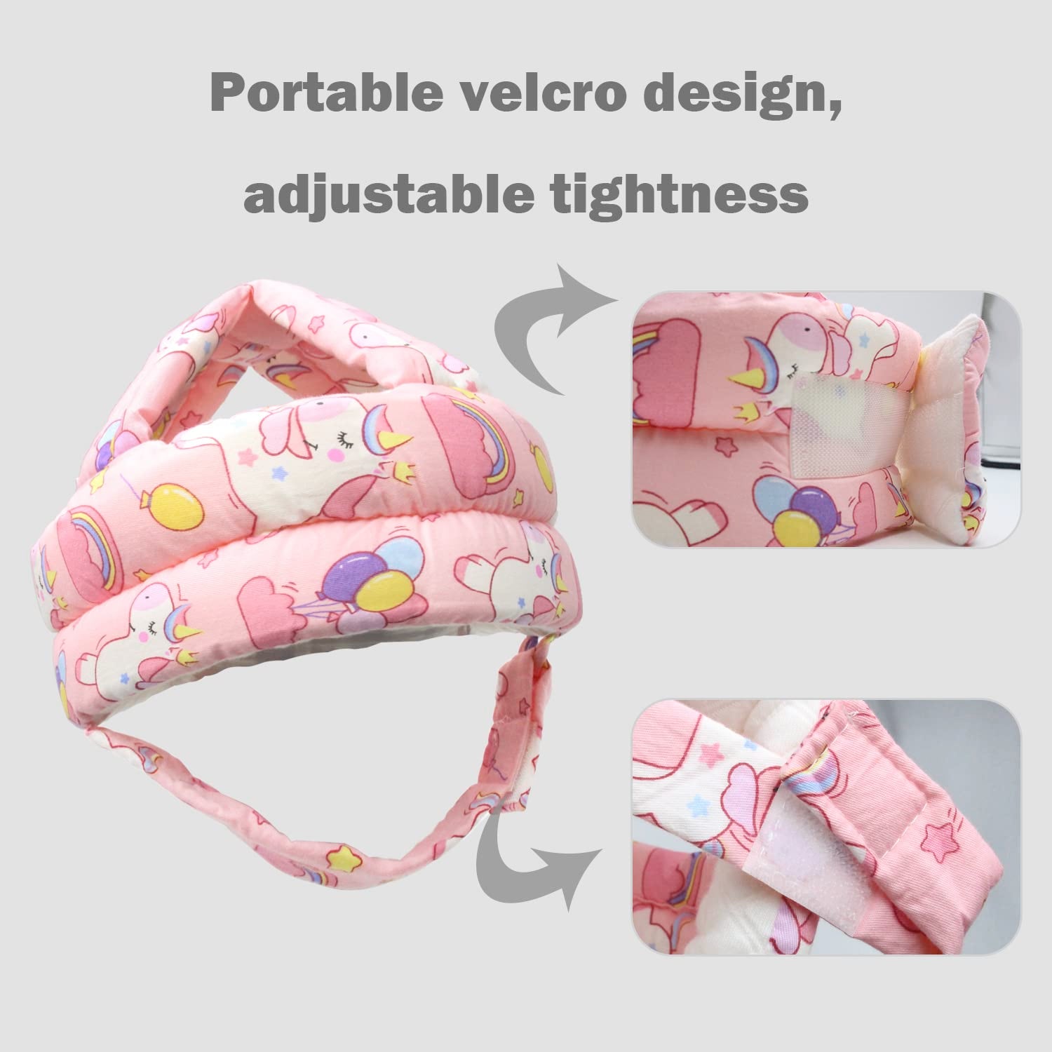 Baby Head Protector Baby Helmet for Crawling Walking, No Bumps Safety Head Adjustable Protective Cap for Walking, Playing (Unicorn)