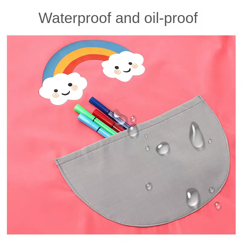Children'S Waterproof Drawing Clothes Kindergarten Cover Dining Bib Waterproof Reverse Dressing Boys' and Girls' Aprons