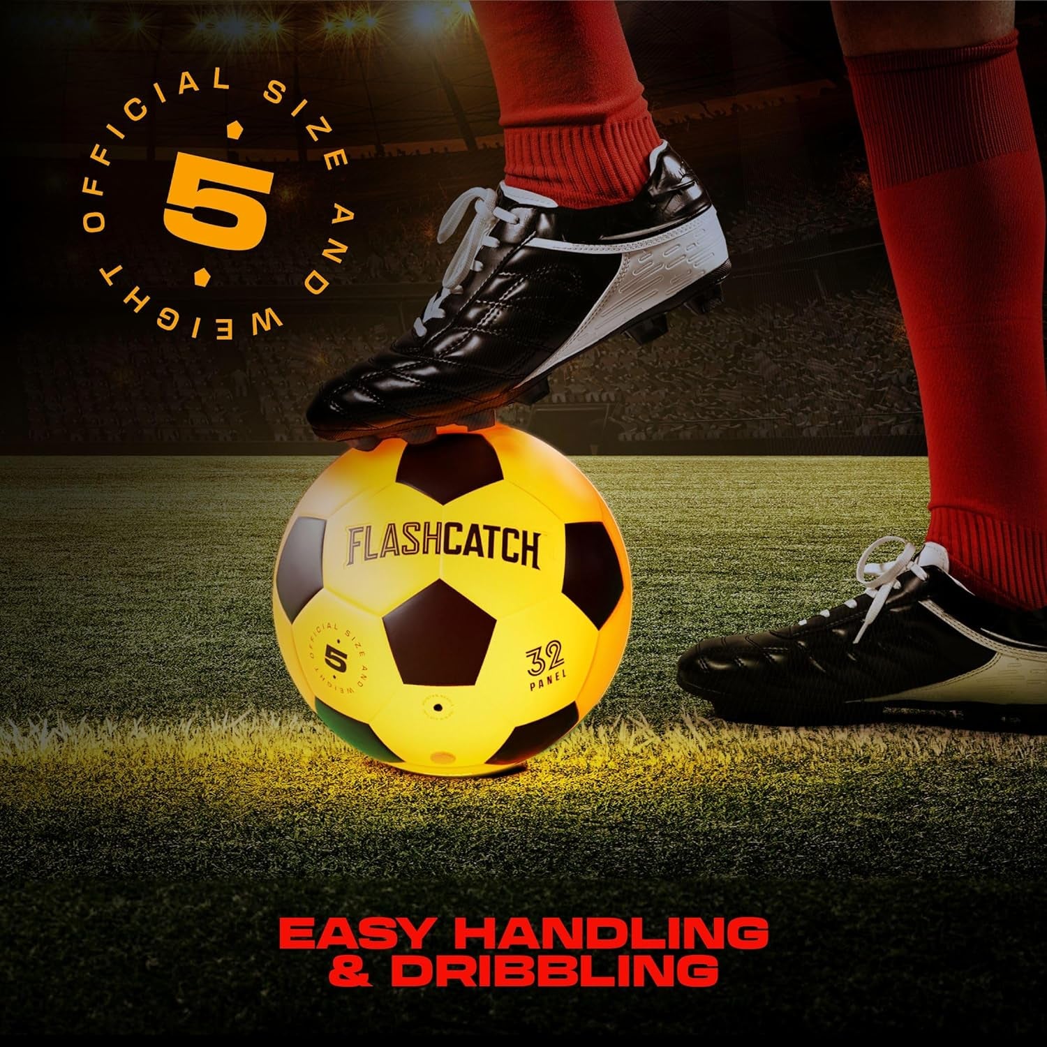 Light up Soccer Ball - Glow in the Dark - NO 5 - Sports Gear Gifts for Boys & Girls 8-15+ Year Old - Kids, Teens Gift Ideas - Cool Boy Toys Ages 8 9 10 11 12 13 14 15 Glowing Night Activity