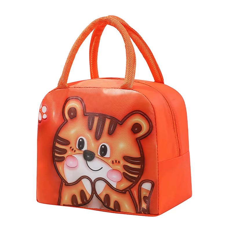 Cartoon Cute Fresh Cooler Lunch Bag for Children Aluminum Thermal Oxford Lunch Box Waterproof Nylon Portable Zipper Food Hangbag