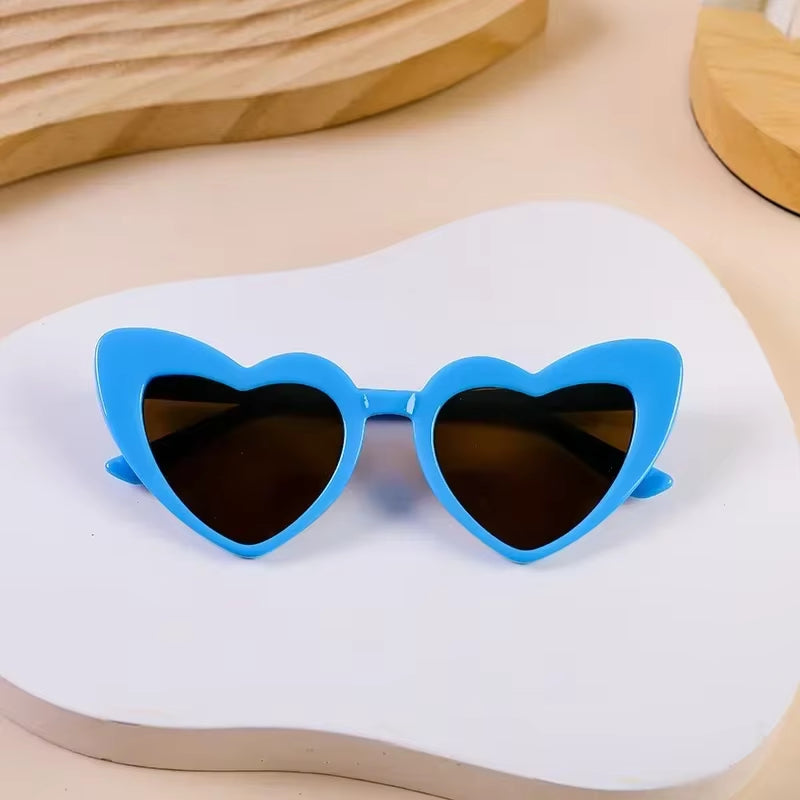 2Pcs 2025 Children'S Heart-Shaped Sunglasses Fashion Girls Uv-Proof Korean Version of Outdoor Leisure Love Glasses